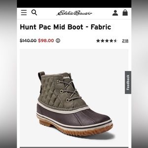 Green Eddie Bauer mid boot. Women’s 8.5